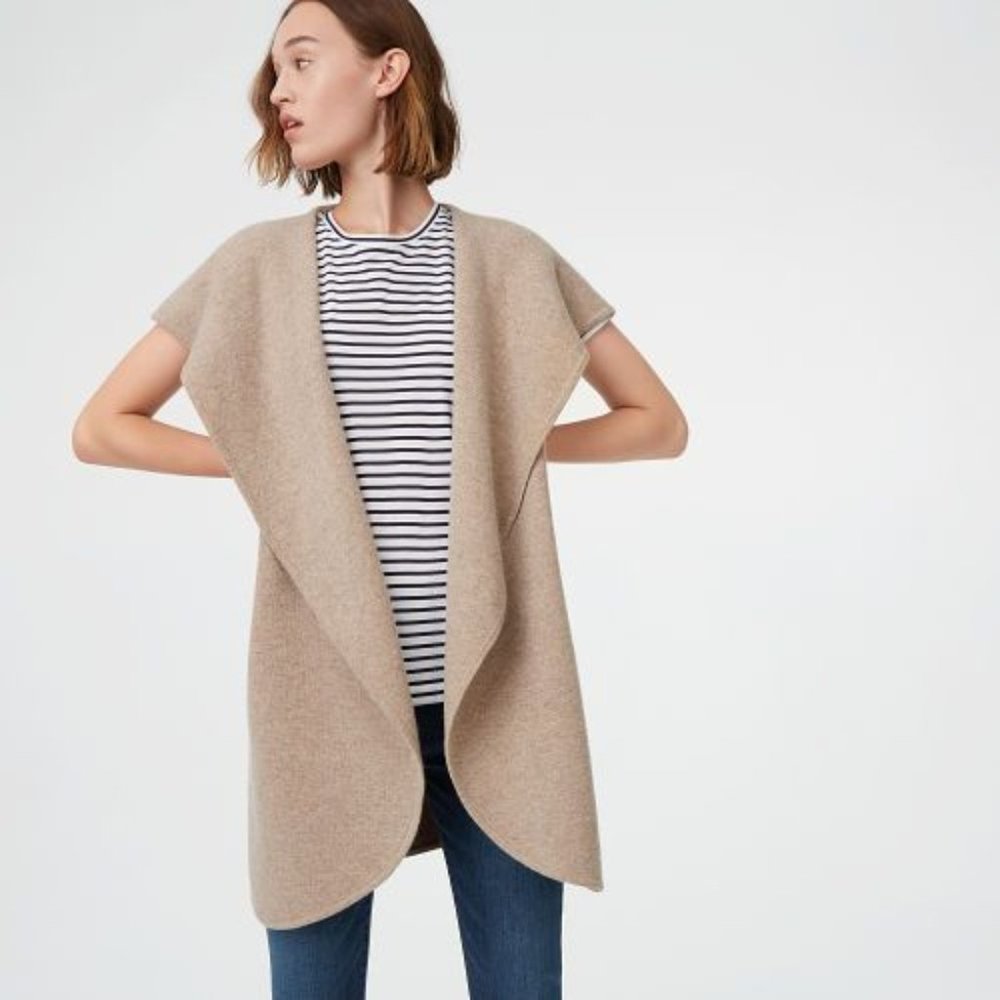 NWOT Oversized Merino Cashmere Blend Oatmeal Delaynee Waterfal Cardigan XS/S